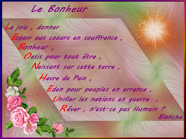 POEME : LE BONHEUR